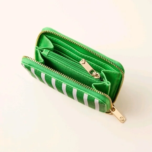 *New* Kate Spade ♠️ Green & White Striped Mini Crossbody Bag with Chain - Picture 7 of 9